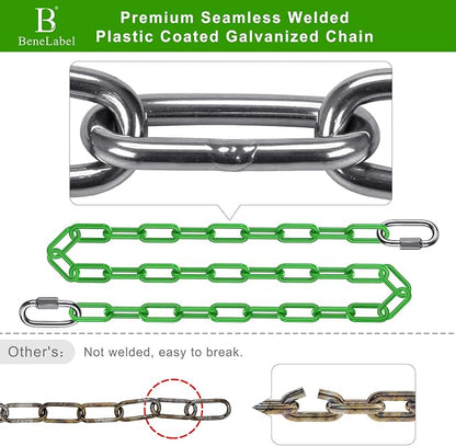 2Pcs 80" Coated Swing Chain with Carabiners 1000 LBs Capacity Heavy Duty Hanging Chains Porch Swing Chains with Hooks Green Chain for Hammock Chairs, Tree Swing, Hanging Chair, Punching Bags