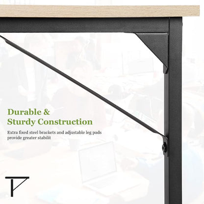 PayLessHere | 39 Inch Computer Desk | Nature | Office Desk with Metal Frame, Adjustable Feet | Water-Resistant, Scratchproof Surface | Sturdy Writing Table for Home Office or Study | Pack of 1
