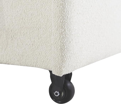 Serta Galway 66.5" Convertible Sleeper Loveseat, Full Size, Dreamcoil Comfort, FingerGuard Pinch Point Protection, Boucle Fabric, Ivory