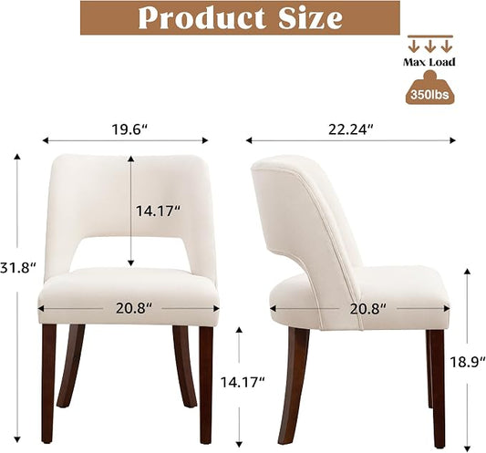 Dining Chairs Set of 6,Modern Dining Room Chairs with Thick Cushions,Upholstered Linen Fabric Kitchen Chairs for Kitchen Dining Room Beige