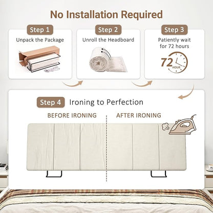 Queen Size Headboard Only-No Assembly, Upholstered Headboard Queen Size Linen Fabric Modern Style Headboards Extra-Thick, Beige