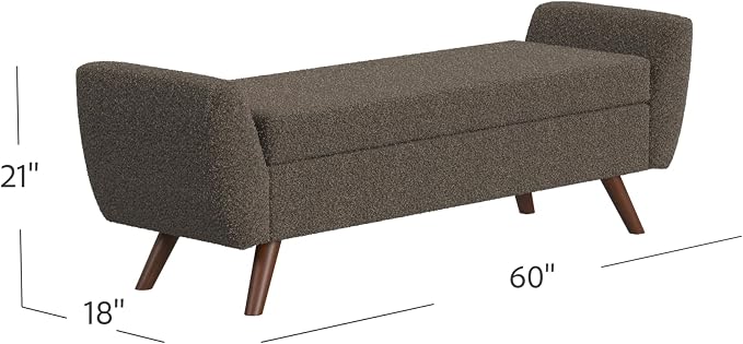 HomePop 60" Modern Storage Bench with Wood Legs - Dark Brown Boucle