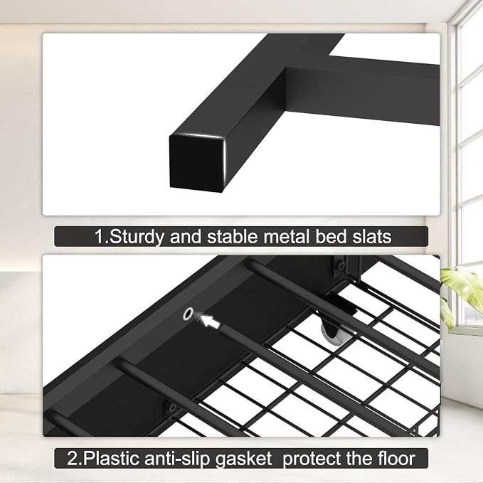 Bellemave Full Corner Bed Frame with Storage, Full Captains Bed with Charging Station, LED Light, Wood Daybeds with L-Shaped Bookcase and 2 Drawers, Black