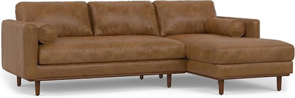 SIMPLIHOME Morrison Right Sectional Sofa in Full-Grain Genuine Leather, Caramel Brown, 102-inches Wide, L-Shaped Leather Couch with Right Chaise for the Living Room and Family Room