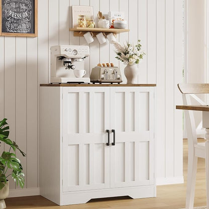 Sideboard Buffet Cabinet, Modern Farmhouse Kitchen Storage Cabinet, Small Modular Accent Cabinet Coffee Station Bar Media Console Table Credenza for Kitchen Dining Room, Living Room Entryway Hallway