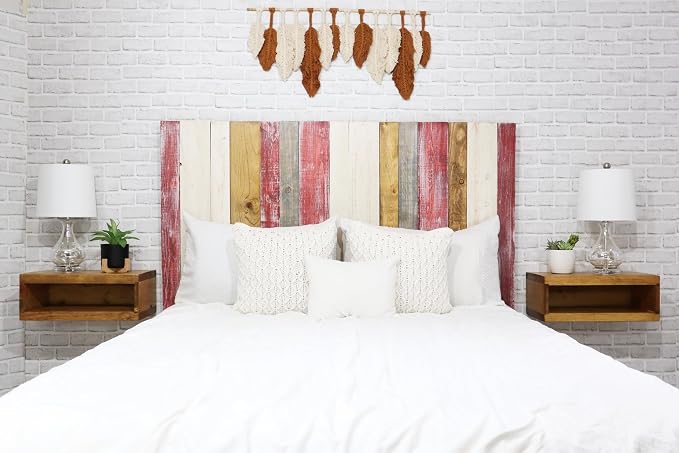 Barn Walls Country Mix Signature Design, Multicolored Solid Wood Headboard, Floating Panels, Wall Mount, Adjustable Height, Easy Assembly, Full Size