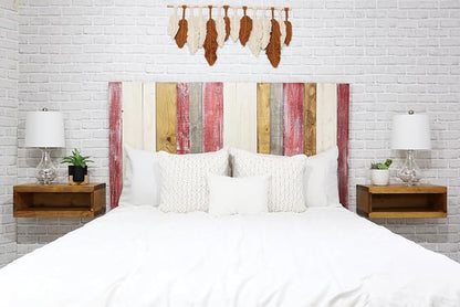 Barn Walls Country Mix Signature Design, Multicolored Solid Wood Headboard, Floating Panels, Wall Mount, Adjustable Height, Easy Assembly, Twin Size
