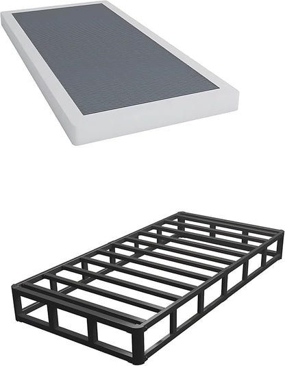 Vaciwe 8 Inch Twin Box Spring with Cover Heavy Duty Metal Box Spring Only,Sturdy Mattress Foundation, Non-Slip,No Noise,Easy Assembly.