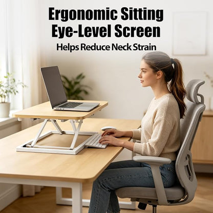 Omhuzsyo 24 in Height Adjustable Standing Desk Converter Stand Up Riser | Suitable for Use in Laptop and Single Monitor,Ergonomic Sit Stand Workstations for Home Office,Keyboard Stand for Desktop
