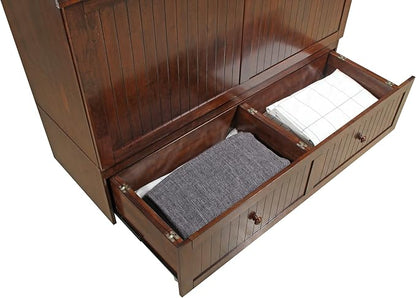 Mega Solutions Murphybedz Tuscany Murphy Cabinet Chest Bed with Charging Station 6 Inch (Tobacco, Queen)