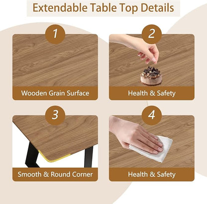 ZckyCine 51‑67 Inch Expandable Dining Set with 6 PU Leather Chairs, Wooden Furniture for Small‑Size Homes
