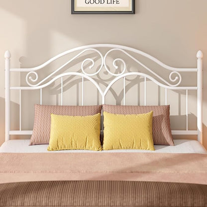 Headboard for Queen Size Bed Frame Vintage Bed Metal Headboard Only | Platform Bed Headboard,Height Adjustable,Sturdy and Stable,Easy Assembly,White