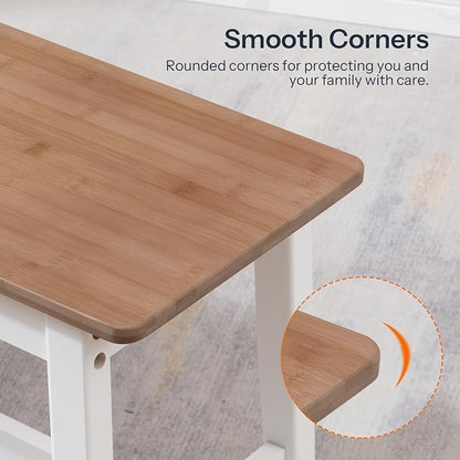 HOOBRO 39.3'' Bamboo Dining Bench, Farmhouse Kitchen Table Bench, Kitchen & Living Room Furniture, Easy to Assemble, Sturdy and Stable, Walnut and White WH03CD01G2