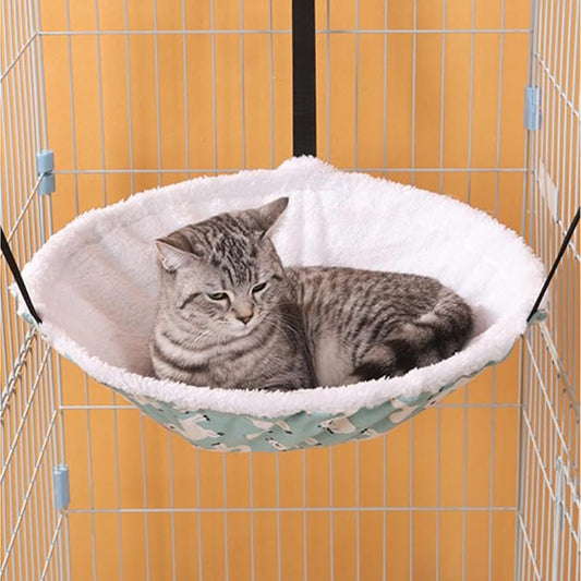 SHENGOCASE 2-Pack Cat Hammock Lounge Cat Hanging Bed for Cage Kennel Chair with Metal Frame, Adjustable Straps (Cyan)