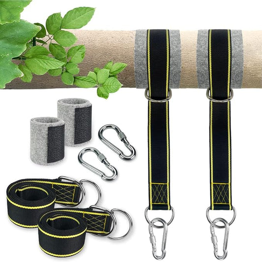 Tree Swing Hanging Straps Kit - Holds 1800 lbs (SGS Certified), 5ftx2 Hammock Straps with 2 Heavy Duty Locking Carabiners and 2 Tree Protectors, Polyester Straps Perfect for Tree Swings & Hammocks