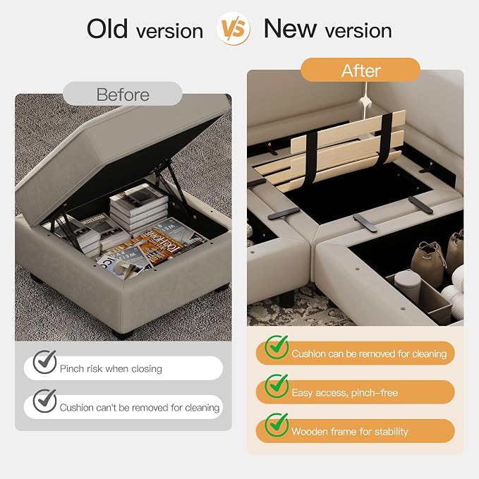 Belffin Modular U Shaped Couch with Storage Seat Reversible Sectional Sofa with Chaise Velvet Grey…