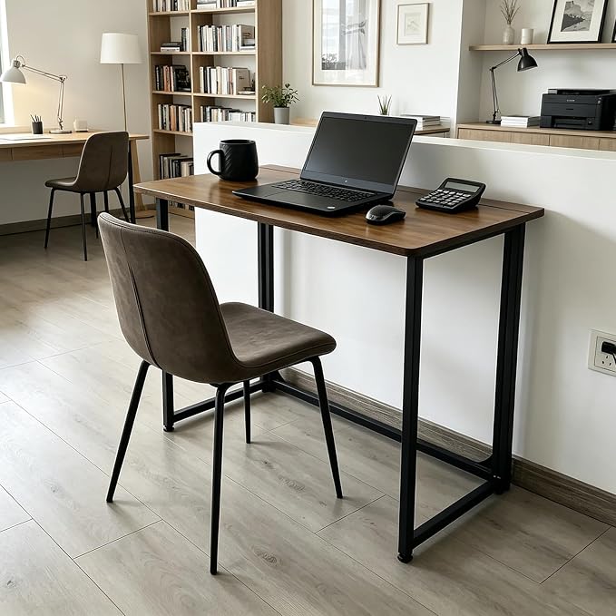 31.5" Folding Desk for Small Spaces, Foldable Computer Table for Home Office, Study,Bedroom,Dorm,Craft, Space Saving,Small Writing Work Office Compact Computer Desk,Easy Assembly,Rustic Brown