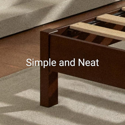 LIFEMENT Twin Bed Frame Signature Wood Platform, Noise Free, Under Bed Storage, No Box Spring Needed, Easy Assembly, Walnut