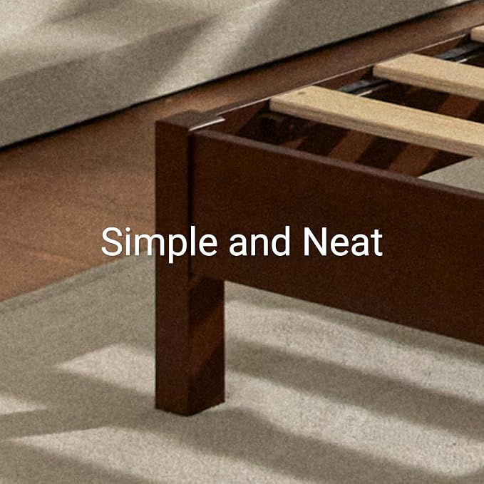 LIFEMENT Full Bed Frame Signature Wood Platform, Noise Free, Under Bed Storage, No Box Spring Needed, Easy Assembly, Walnut