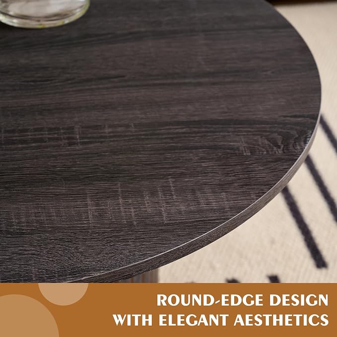 Round Nesting Coffee Table Set of 2, Fluted for Small Spaces | Modern style, suitable for living rooms, roller design, wooden