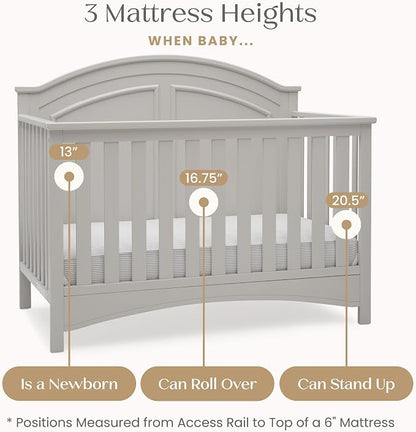 Delta Children Perry 6-in-1 Convertible Crib - Greenguard Gold Certified, Moonstruck Grey
