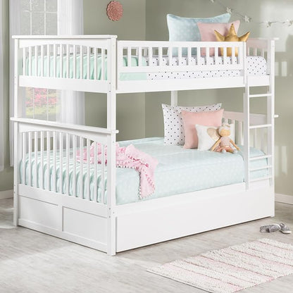 AFI, Columbia Ladder Bunk Bed Full Over Full with Twin Trundle, White