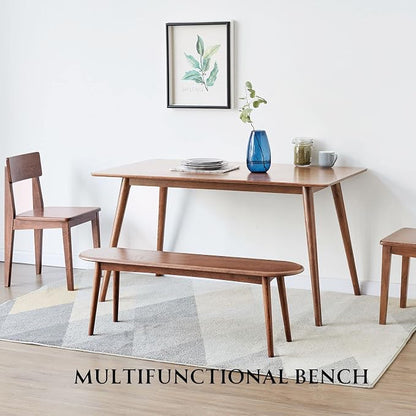 100% Solid Oak Indoor Dining Bench, Wood Bench for End of Bed with Safety Rounded Corners, Entryway Benches for Farmhouse, Kitchen, Living Room(Walnut,12" L x 39.5" W x 16.2" H)