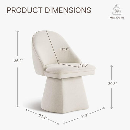 KISLOT Swivel Dining Chairs Modern Desk Chair Upholstered Linen Fabric Side Chair for Kitchen Dining Room Bedroom,Linen,1 Box