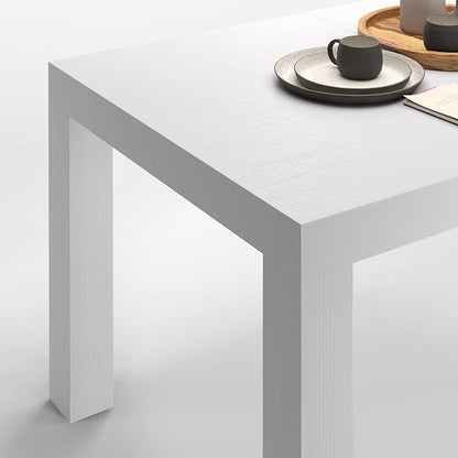 Mobili Fiver, First Extendable Table, 47.2(78.7) x31.5 in, Ashwood White, for 6-8 People, Expandable Dining Table for Kitchen, Living Room, Italian Furniture