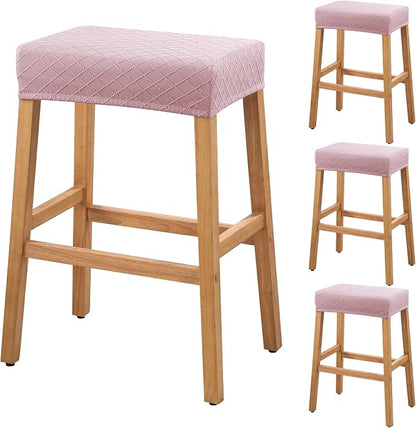 YISUN Stool Covers Rectangle - 4 Pack Stretch Waterproof Saddle Seat Cover Counter Bar Stools Bar Chairs Covers Kitchen Island Chairs Cushion Protector