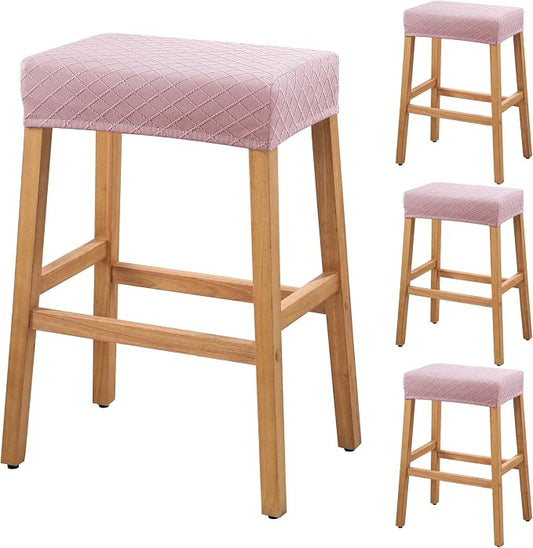 YISUN Stool Covers Rectangle - 4 Pack Stretch Waterproof Saddle Seat Cover Counter Bar Stools Bar Chairs Covers Kitchen Island Chairs Cushion Protector