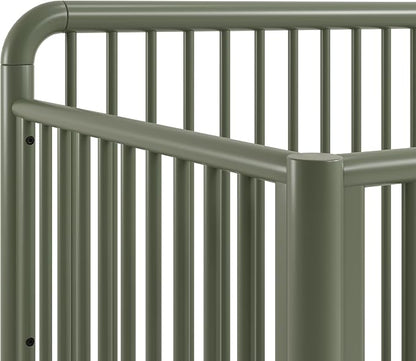 Storkcraft Porto 5-in-1 Convertible Crib with Toddler Guardrail – GREENGUARD Gold Certified, Toddler Bed Conversion Kit Included, 100% Solid Wood, Fits Standard Baby Crib Mattress (Olive)
