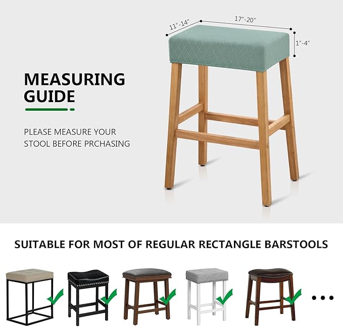 YISUN Stool Covers Rectangle - 2 Pack Stretch Waterproof Saddle Seat Cover Counter Bar Stools Bar Chairs Covers Kitchen Island Chairs Cushion Protector