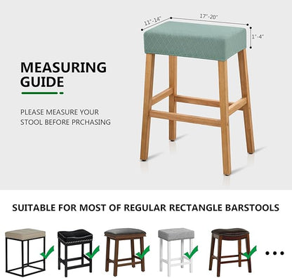 YISUN Stool Covers Rectangle - 4 Pack Stretch Waterproof Saddle Seat Cover Counter Bar Stools Bar Chairs Covers Kitchen Island Chairs Cushion Protector (1, Argyle-Green 4pcs)