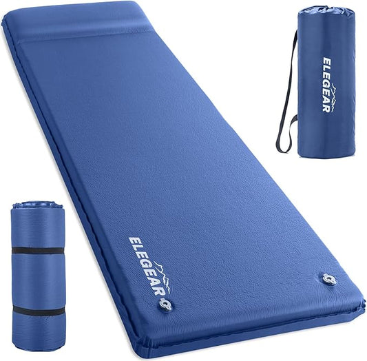 Elegear CumbreX™ Self Inflating Sleeping Pad, 3.15" Ultra-Thick Memory Foam Camping Pad with Pillow Fast Inflating in 20s Insulated Camping Mattress Pad 4-Season Camp Sleeping Mat for Camp/Travel/Tent