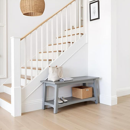 Craftsbury 36-Inch Wood Entryway Bench with Storage Shelf – Dove Gray Accent Bench for Entryway, Hallway, or Living Room – Small Space Seating with Farmhouse Charm by Alaterre Furniture