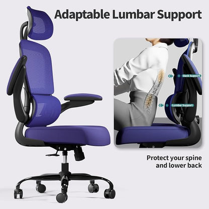 TRALT Office Chair Ergonomic Desk Chair, 330 LBS Home Mesh Office Desk Chairs with Wheels, Comfortable Gaming Chairs (1, Violet)