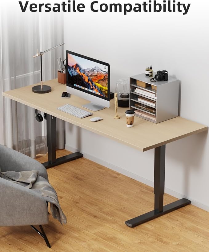 Universal 48 x 24 One-Piece Solid Wood Table Top, 1" Thick Desktop for Stand Up Height Adjustable Desk Frames, Home Office Tabletop, Countertop DIY, White Oak
