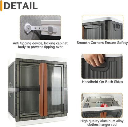 Wardrobe, Closet, Collapsible Storage Cabinet, Useful Box with Large Capacity, 37.5 Gal (142 L), Stackable on Box (19 Gal), Easy Storage of Clothes, Installation Free