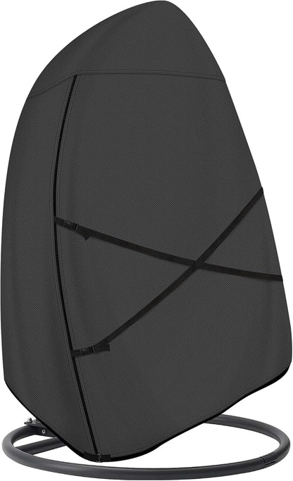 ULTCOVER Patio Hanging Egg Chair Cover - Waterproof Outdoor Double Seat Swing Egg Chair with Stand Cover 66W x 43D x 68H inches, Black
