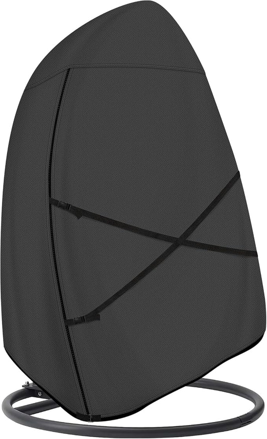 ULTCOVER Patio Hanging Egg Chair Cover - Waterproof Outdoor Double Seat Swing Egg Chair with Stand Cover 66W x 43D x 68H inches, Black