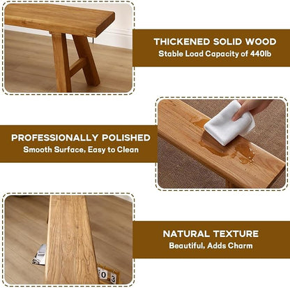 Narrow Entryway Bench Farmhouse Wood End of Bed Bench 20" 32" 39" 47" 55" 63" 71" 79" Sturdy Stable Skinny Long Benchs for Bedroom Hallway Dining Room Porch Easy to Assemble Natural Finish(55")