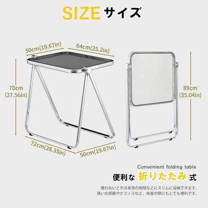 KAIHAOWIN Folding TV Tray Table Acrylic Foldable Table No Assembly Required Tiny Desk for Home Office Side Table Small Computer Desk for Small Spaces (Grey)
