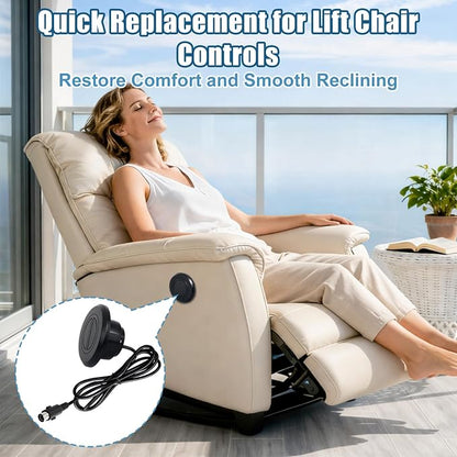 Power Recliner Switch with Two Button Five Pin Plug for Electric Sofa Lift Chair,Round Hand Control Handset Lift Chair Remote Replacement Straight Plug 1.8m / 6ft Power Cord