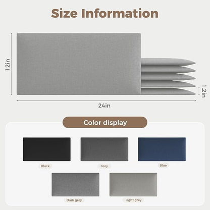 Modern Light Gray Linen-Upholstered Headboard 24x12 Inch 9-Panel Set - Soft Padding for Queen Beds, Easy-Clean Linen Fabric