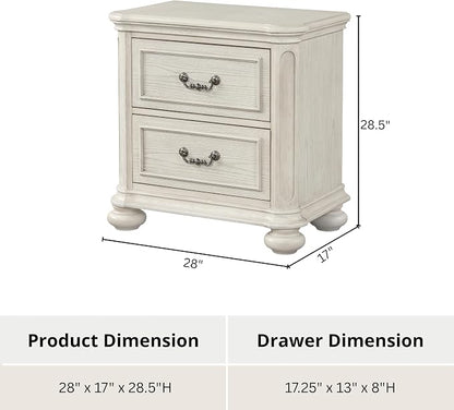 Roundhill Furniture Nelson French Traditional 5-Piece Bedroom Set, Antique White, Queen