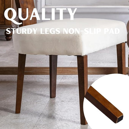 RIVOVA Set of 4 Modern Dining Chairs, Farmhouse Velvet Upholstered Dining Room Chairs Kitchen Chairs Side Armless Chairs with Curved Backrest Wood Legs, Cream
