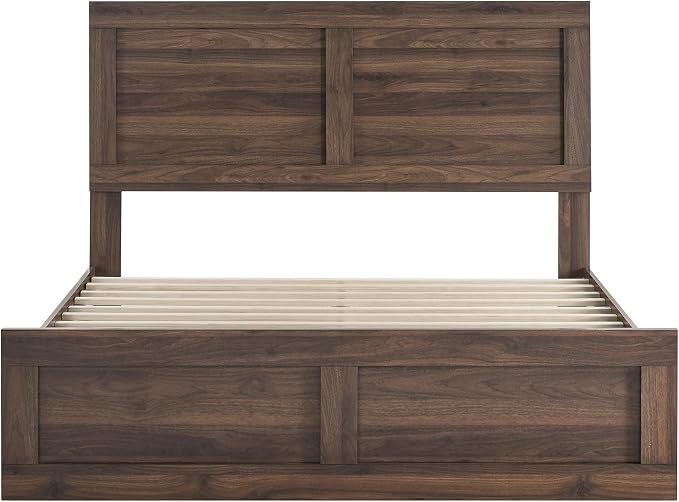 KISLOT 3 Pieces Bedroom Set, Wood Bed Frame with Upholstered Headboard & 2 Nightstands with Storage, Wooden Platform Mattress Foundation Farmhouse Bedroom Furniture Set