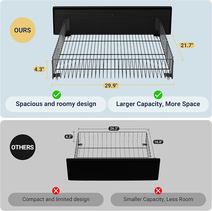 Allewie Modern Queen Size Platform Bed Frame with 4 Storage Drawers and Velvet Upholstered Headboard, Wooden Slats Support, Upholstered Mattress Foundation/No Box Spring Needed/Easy Assembly, Black