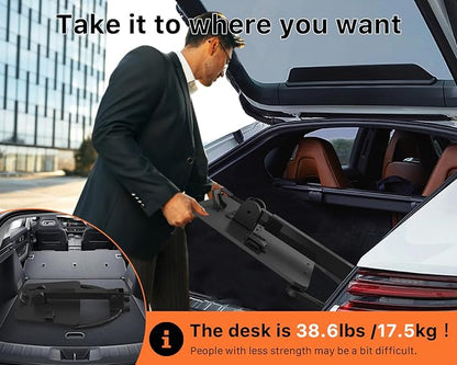 JOY worker Foldable Mobile Standing Desk, Height Adjustable Sit Stand Desk, 90° Tiltable Rolling Laptop Table, Portable Workstation with Non-Slip Mat for Home Office, Holds Up to 22lbs, Black